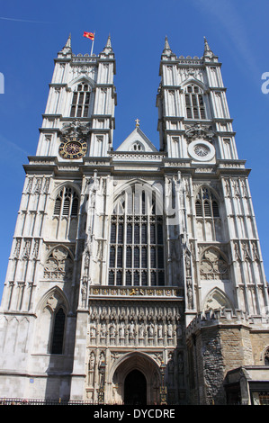 La facciata della Abbazia di Westminster a Londra, Regno Unito Foto Stock