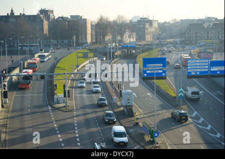 Amsterdam autostrada, Vista aerea sul traffico . Paesi Bassi Foto Stock