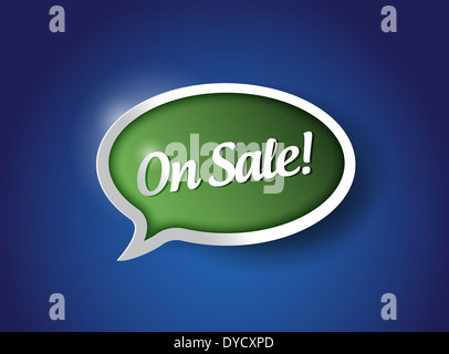 Sulla bolla di vendita comunicazione di messaggio. illustration design su blu Foto Stock