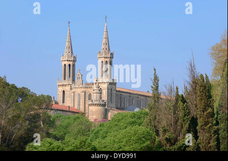 Abbazia di Saint Michel de Frigolet, La montagnette, Bouches-du-Rhône, Provence-Alpes-Côte d&#39;Azur, Francia meridionale, Francia Foto Stock