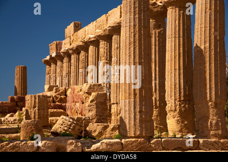 La Valle dei Templi di Agrigento Sicilia, close up dei pilastri. Foto Stock