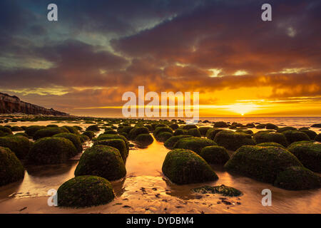 Hunstanton spiaggia al tramonto. Foto Stock