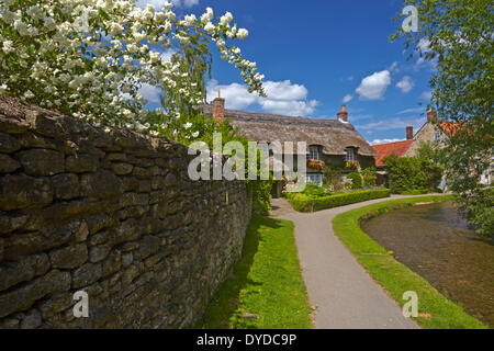 Un cottage con tetto di paglia a Thornton le Dale. Foto Stock