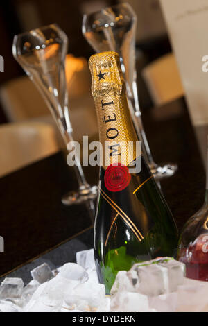 Champagne su ghiaccio. Foto Stock