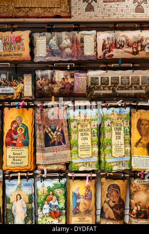 Souvenir religiosi, Nazaret, Bassa Galilea regione, Israele. Foto Stock