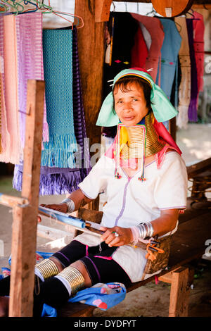 Karen lungo collo della tribù della collina nei pressi del villaggio di Mae Hong Son. Foto Stock