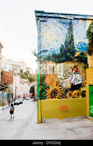 Arte di strada in Valparaiso. Foto Stock