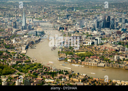 Vista aerea di alcune delle principali attrazioni di Londra. Foto Stock