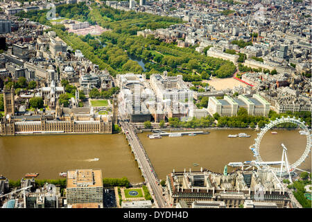 Vista aerea di alcune delle principali attrazioni di Londra. Foto Stock