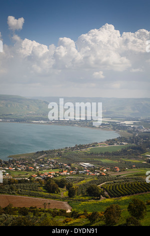 Vista sul mare di Galilea - Lago di Tiberiade, Israele. Foto Stock