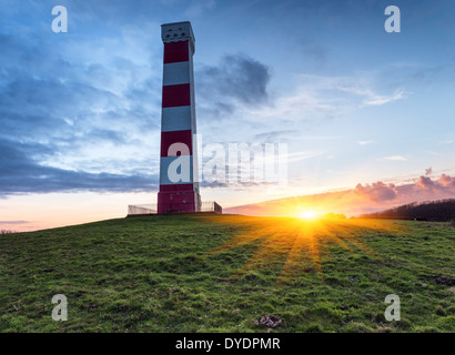 Tramonto al Gribbin Capo Faro in Cornovaglia Foto Stock