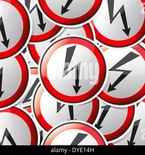 Pericolo, segno di pericolo, icona di stile sticker collection con ombra. Foto Stock