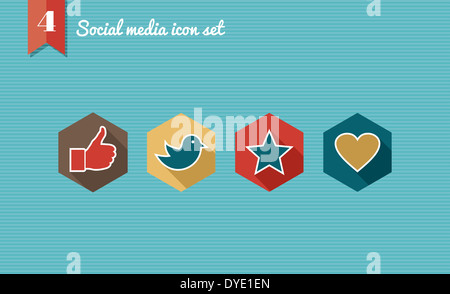 Set di design piatto di icone per i social media network illustrazione. Illustrazione Vettoriale file stratificata per operazioni di editing semplici. Foto Stock