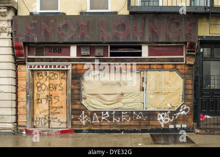 Triste rimane del Lenox Lounge, un leggendario bar di Harlem, a New York City, sede di Miles Davis, Billie Holiday, John Coltrane, etc Foto Stock