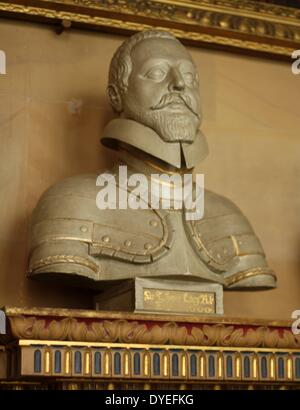 Busto di Sir Thomas Lucy 1600. Politico inglese con link a William Shakespeare Foto Stock