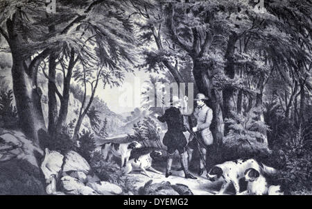 Currier & Ives illustrazione del XIX secolo. Riprese di pernice Foto Stock
