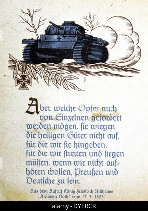 Il tedesco Seconda guerra mondiale Cartolina che mostra un serbatoio in azione Foto Stock
