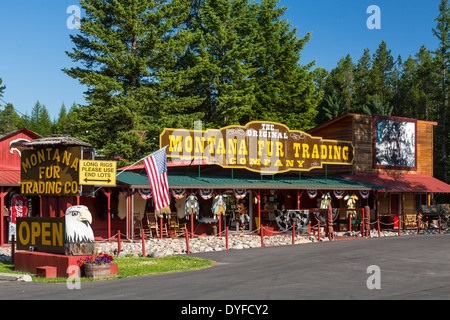 Il Montana Fur Trading Company storefront a Martin City, Montana, USA. Foto Stock