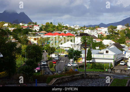 Città Cilaos nel Cirque de Cilaos, isola della Réunion, Francia Foto Stock