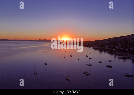 Sunrise, porto di Hobart Tasmania, Australia Foto Stock