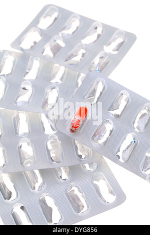 Ultima capsula di farmaco in confezione Foto Stock