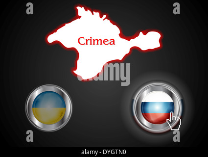 Vista concettuale della situazione in Crimea. Sfondo vettoriale Foto Stock