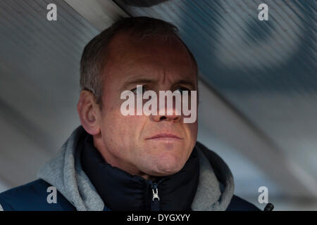 Bradford, Regno Unito. Xvii Apr, 2014. Leeds rinoceronti Head Coach Brian Mcdermott durante la Super League tra tori di Bradford e Leeds rinoceronti da Odsal Stadium. Credito: Azione Sport Plus/Alamy Live News Foto Stock