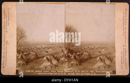 Oglala Dakota Camp, Pine Ridge Reservation, Dakota del Sud, STATI UNITI D'AMERICA, albume fotografia, W.R. Croce, 1891 Foto Stock