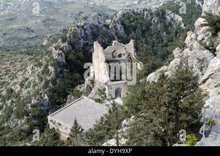 Buffavento rovine del castello in cinque dita Mountain Range Cipro del Nord Foto Stock