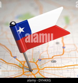 Il Cile bandierina su uno sfondo raffigurante una mappa. Foto Stock