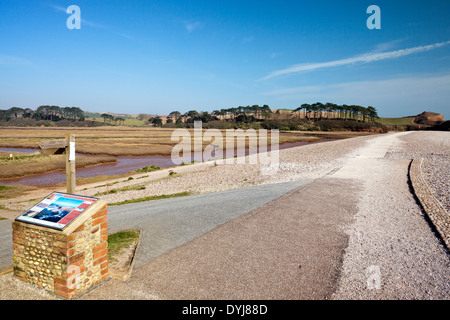 Scheda di informazioni presso la foce del fiume Otter a Budleigh Salterton, Devon, Inghilterra, Regno Unito Foto Stock