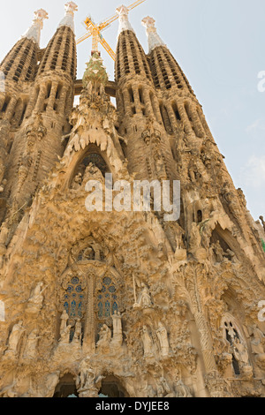 La Sagrada Familia, iconico edificio della Cattedrale di Barcellona. Antoni Gaudi ha dedicato la sua ultima quaranta anni alla cattedrale neogotica Foto Stock