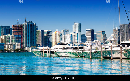 South Beach di Miami, vista dal porto canale di ingresso, floride, STATI UNITI D'AMERICA. Foto Stock