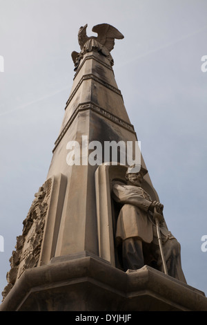 La guerra civile statua commemorativa in downtown Glens Falls, New York. Foto Stock