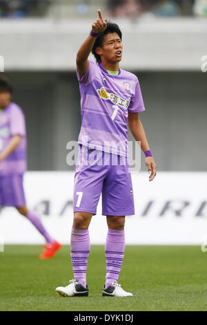 Sagamihara Gion Stadium, Kanagawa, Giappone. Xx Apr, 2014. Masaya Sato (Fujieda), 20 aprile 2014 - Calcio /Soccer : 2014 J3 League match tra SC Sagamihara 2-1 Fujieda MYFC a Sagamihara Gion Stadium, Kanagawa, Giappone. Credito: AFLO SPORT/Alamy Live News Foto Stock