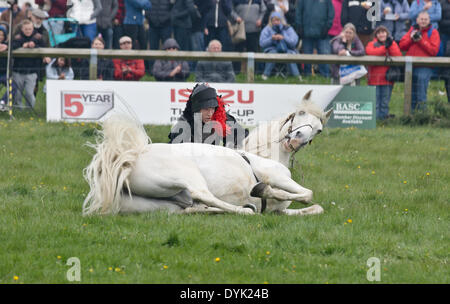 Thame, Oxon, Regno Unito. Xx Apr, 2013. Cavalieri del cavaliere stunt team di visualizzazione eseguire giostre e acrobazie a Thame Country Fair Foto Stock