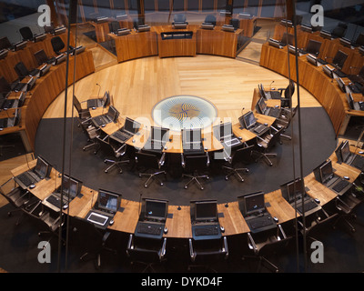 Il Siambr, o discutere di camera in Senedd o Assemblea Nazionale di Welsh edificio Foto Stock