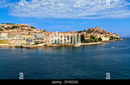 Portoferraio dal mare, Elaba isola, Toscana, Italia Foto Stock