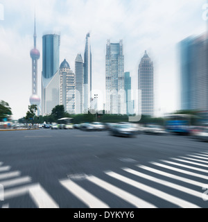 Vista aerea della città cavalcavia di prima mattina,shanghai,Ch ina Foto Stock