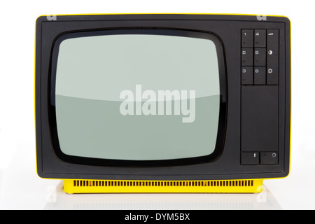 Giallo antico in stile retrò televisione da anni settanta isolati su sfondo bianco. Concetto retrò. Foto Stock