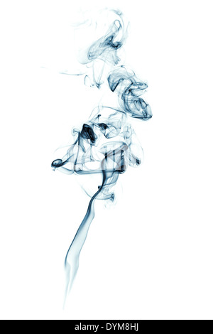 Fumo blu su sfondo bianco. Abstract pattern di fumo. Foto Stock
