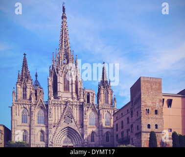 La Cattedrale di Santa Croce e di Santa Eulalia a Barcellona, in Catalogna, Spagna Foto Stock