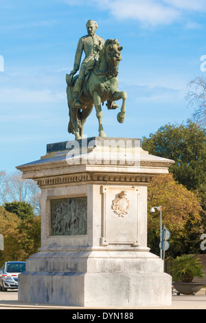 La statua equestre del generale Prim di Barcellona il Parc de la Ciutadella il 26 gennaio 2014 Foto Stock