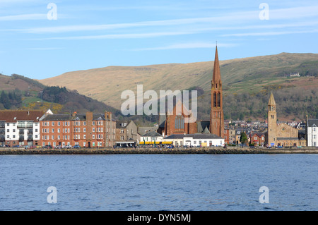 Largs lungomare e Clyde estuario, Inverclyde, Ayrshire, Scozia, Regno Unito