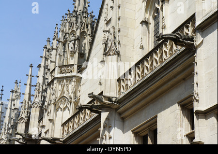 Vista dei doccioni sulla Palais de Justice di Rouen Francia Foto Stock