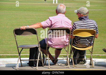 Gli spettatori a guardare county cricket, Derbyshire v Yorkshire, 18 luglio 2013 at Queens Park, Chesterfield, Derbyshire, England, Regno Unito Foto Stock