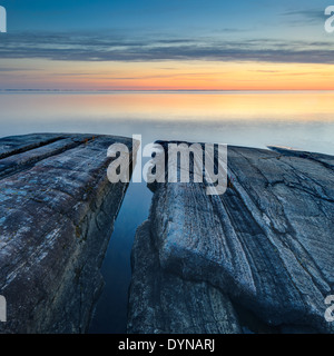 Lago Vänern al tramonto, Djurö parco nazionale Foto Stock