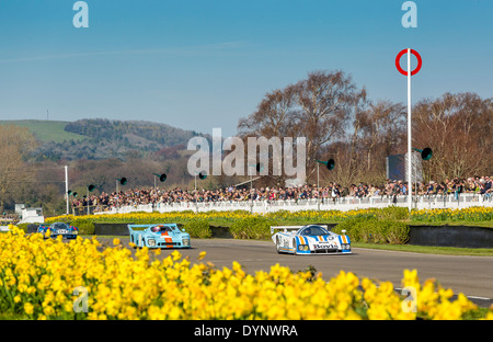 Le Mans Endurance Low-Drag racers presso la 72a Goodwood assemblea dei soci, Sussex, Regno Unito. Foto Stock