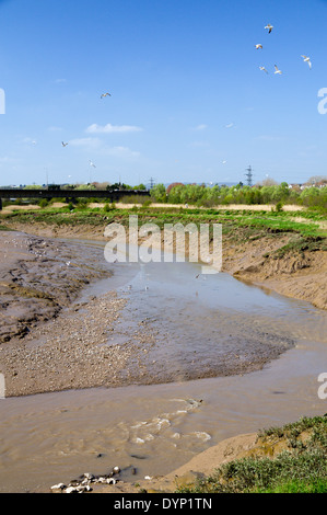 Estuario del Fiume Rhymney, Cardiff, Galles del Sud, Regno Unito. Foto Stock