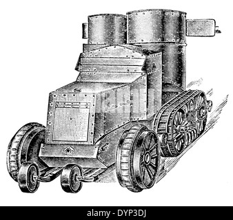Vintage auto blindata, illustrazione da enciclopedia sovietica, 1926 Foto Stock